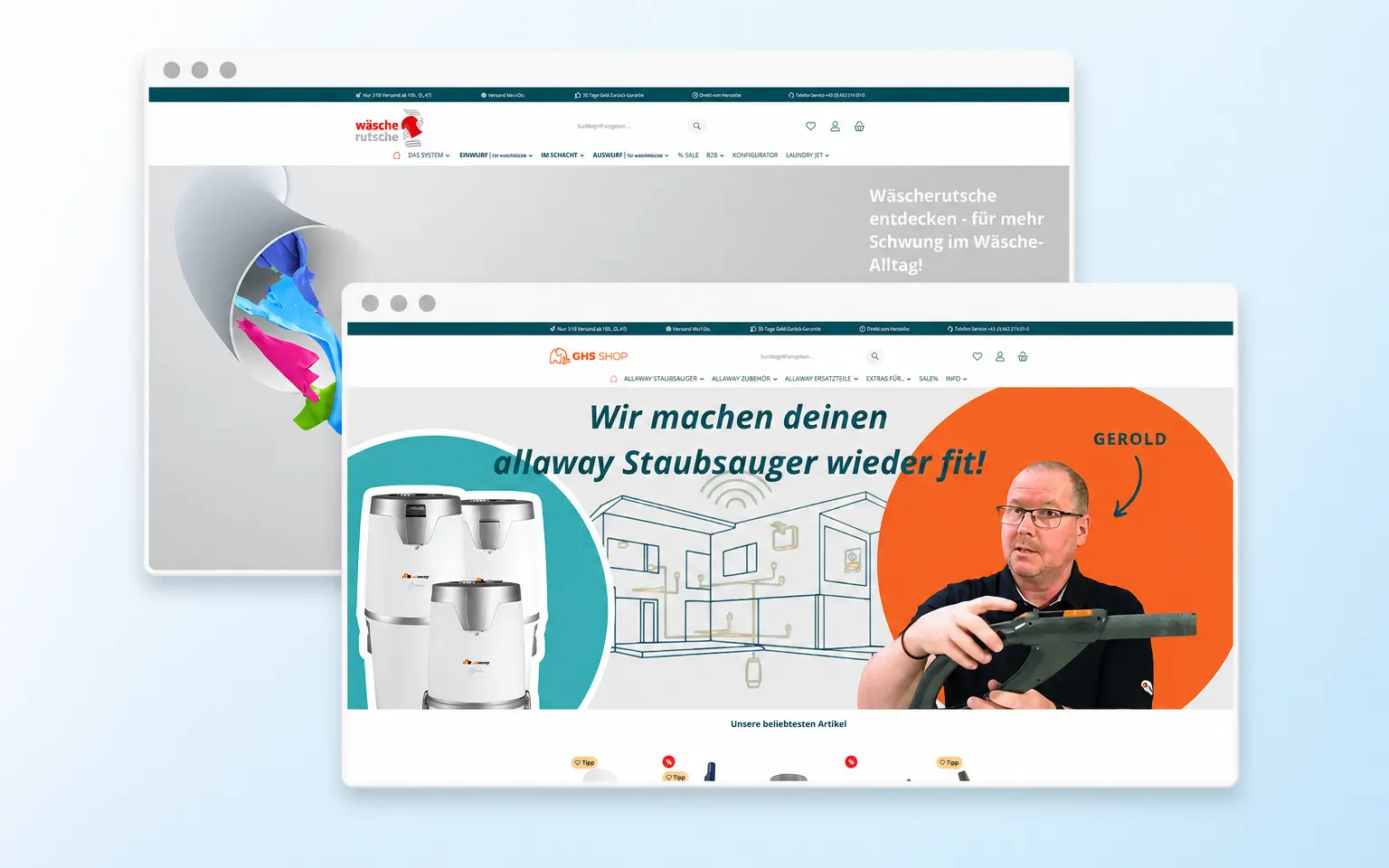 GHS Shop und Wäscherutsche als zwei Sales Channels auf einer Shopware-6-Plattform