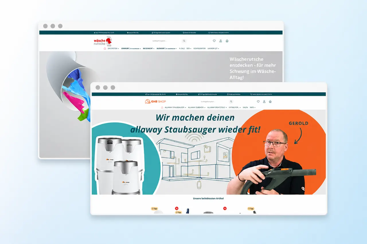 GHS Shop and Wäscherutsche as two sales channels on one Shopware 6 platform