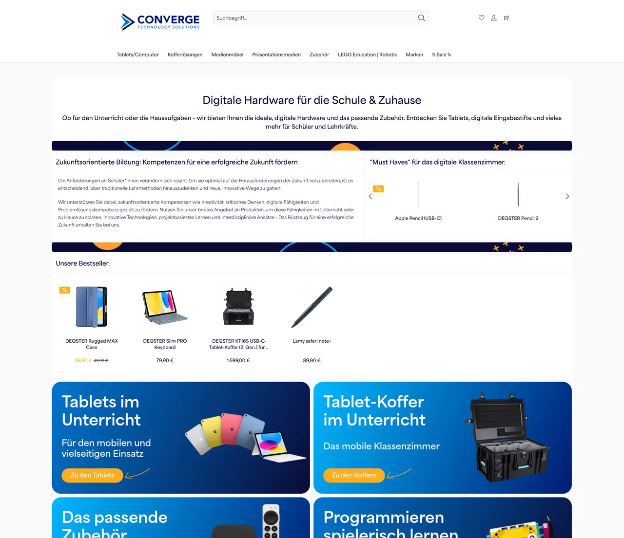 Converge online shop — digital hardware for educational institutions on Shopware 5
