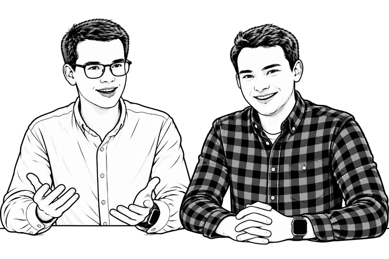 Illustration of the founders of nuonic Digital — Alex Jank and Benedikt Rillox